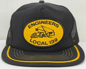 Engineers Local 139 Operator Black Yellow Trucker Hat Cap Patch Mesh Back Union - Picture 1 of 18