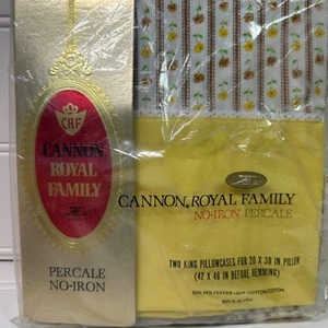 Vintage Cannon Royal Family Gelb Floral Flower Power King Kissenbezug 2er Set Neu - Bild 1 von 5