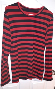Tripp NYC Black Red Striped Long Sleeve Top - Bild 1 von 4