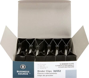 Business Source Fold-Back Binder Clips, Black, Large (Pack of 12) - Picture 1 of 12