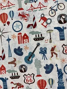 100% Cotton Travel The United States fabric By Windham - Picture 1 of 1