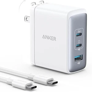 Anker 100W USB-C Wall Charger 3-Ports GaN II Tech Fast Charging+5ft USB-C Cable - Picture 1 of 9