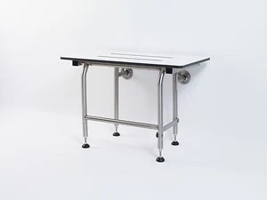 Folding Shower Seat with Legs Holds Upto 400 lbs - White Phenolic - Many Sizes - Picture 1 of 113
