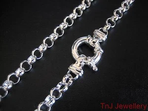 Genuine Solid 925 Sterling Silver Round Belcher Bracelet With A Euro Bolt Ring - Picture 1 of 6