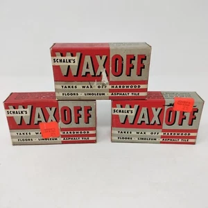 VINTAGE SCHALKS WAX OFF Great Old Advertising Piece 3-3 oz Bars NOS - Bild 1 von 6