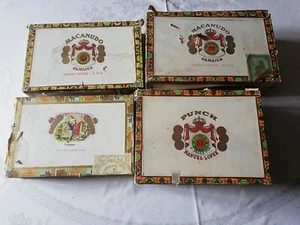 4 vintage wood cigar boxes Punch Habana Macanudo Jamaica x2 Romeo Y Julieta - Foto 1 di 19