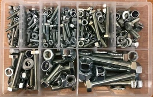 Over 400 Piece, M4-M12, Metric, Hex Set Assortment, BZP, C/W Nuts & Washers. - Picture 1 of 5