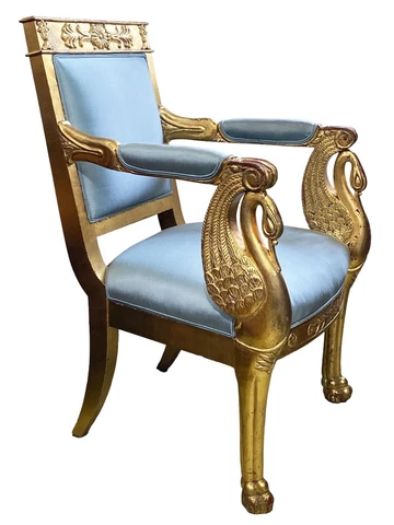 #7003 French Wood and Gilt Empire Style Armchair Cover