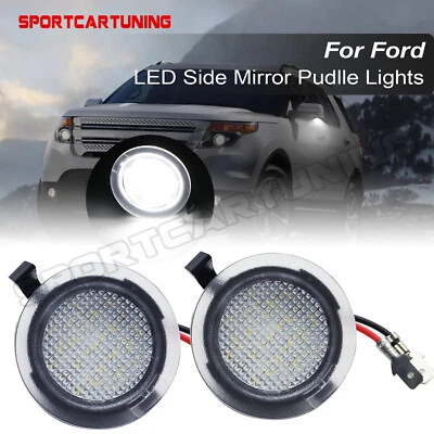 White Full LED Side Mirror Puddle Lights For Ford F150 Edge Flex Taurus Explorer - Image 1 of 4