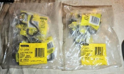 (2) НЕИСПОЛЬЗОВАННЫЙ НОВЫЙ СТАРЫЙ ЗАПАС STANLEY ПОДРЯДЧИК УПАКОВКА ПАЛЬТО И ШЛЯПА КРЮЧКИ 10 в КАЖДОЙ УПАКОВКЕ - Изображение 1 из 4