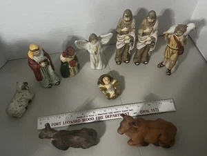 Vintage 9-teiliges Keramik Krippenset unvollständig Weihnachtsdeko - Bild 1 von 19