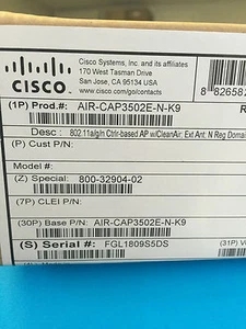 Cisco AIR-CAP3502E-N-K9 Wireless Access Point - Picture 1 of 1