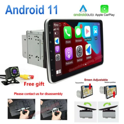 Double 2DIN Car Stereo Radio GPS +CAM Rotatable 10.1'' Android 11 Apple CarPlay - Image 1 of 4