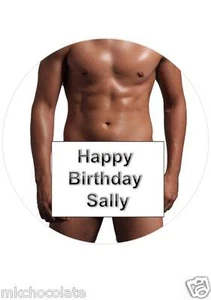 STRIPPER MASCULINO PERSONALIZADO HOMBRE DESNUDO 7,5 PULGADAS REDONDO OBLEA/ARROZ PAPEL PASTEL TOPPER - Imagen 1 de 1