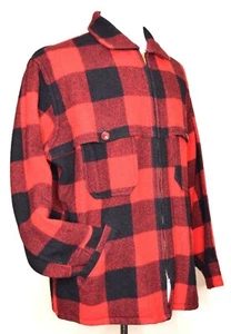 WOOLRICH Vintage Red/Black Mackinaw Buffalo Plaid Wool Hunting Coat/Jacket Sz L - Bild 1 von 11