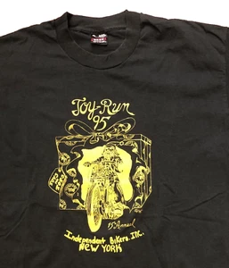 Vintage 90s Biker Santa Christmas T-Shirt Tee XL 95 Joy Run New York USA Black - Bild 1 von 7