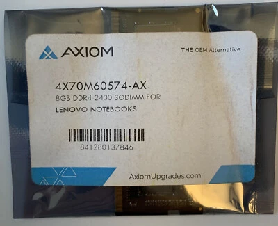 (New/Sealed) Axiom 8GB DDR4-2400 SODIMM Lenovo Notebooks (4X70M60574-AX) - Image 1 of 2