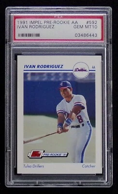 1991 IMPEL IVAN RODRIGUEZ #592 AA PRE-ROOKIE  PSA 10  **  GEM-MT  ** - Image 1 of 2