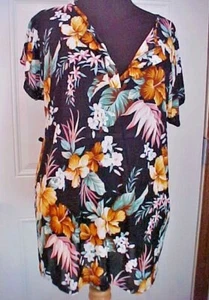 Sun & Fun Women's Blouse Size Small Poly Blend Hawaiian Floral Print New No Tag - Picture 1 of 8