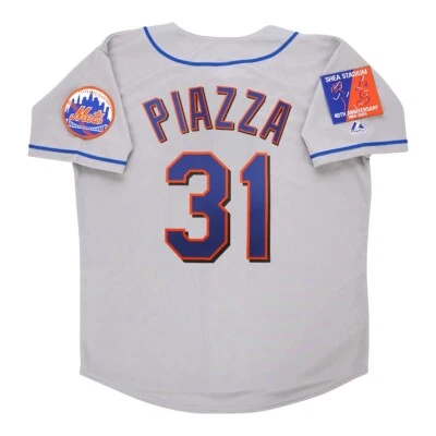 Mike Piazza 2004 New York Mets Shea 40th Anniv. Grey Road Men's Jersey (S-3XL) - Image 1 of 4