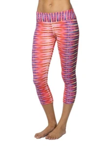 Prana Roxanne Printed Multi Stripe Cropped Leggings Womens Size XS Pink Blue - Picture 1 of 5