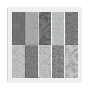 Jelly Roll - (20) 2 1/2" Strips STEEL & LIGHT GRAY, Quilting 100% Cotton Fabric - Picture 1 of 11