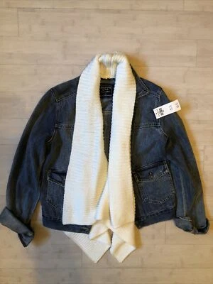 NUEVO CON ETIQUETAS RARO Abercrombie & Fitch Suéter Tejido Drapeado Denim Bufanda Chaqueta Para Mujer S $98 Foto 1 de 4