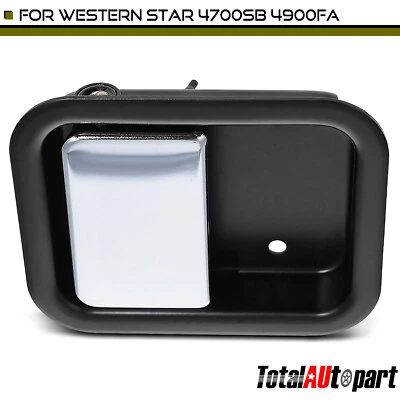 Manija de puerta interior negra + cromada para Western Star 4700SB 4700SF lado del pasajero Foto 1 de 4