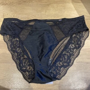 M&S Rosie for Autograph Silk & Lace High Leg Knickers 14 Black - Picture 1 of 6