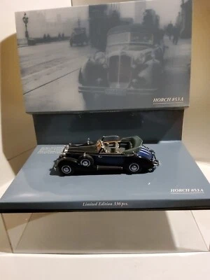 1/43 MINICHAMPS  1938 HORCH 853A SPORT CABRIOLET  BLACK & BLUE LIMITED 336 PCS - Image 1 of 3