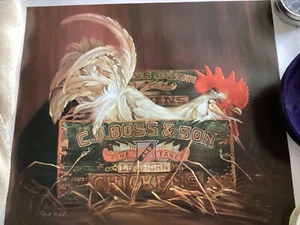 1984 N.A. WEIHNACHTLICHES HÜHNCHEN IN EINER BOX DRUCK (25 x 22 Zoll) FEIN und SCHICKES LEGHORN - Bild 1 von 8
