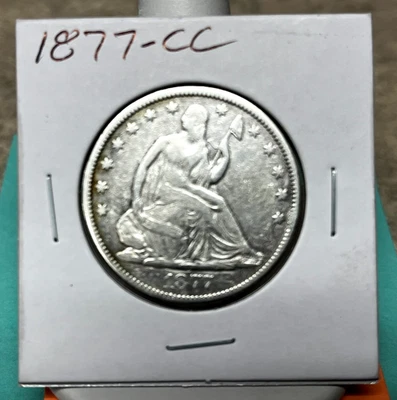 1877-CC Seated Liberty Half Dollar - WB-4 Med "CC" - Higher Grade - Old Cleaning - Image 1 of 4