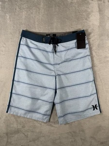 Hurley Boardshorts Boys 18/29 Blue Striped Swim Shorts NWT - Picture 1 of 13