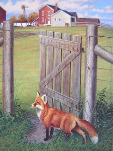 Harry Antis Indian Summer Red Fox Rustic Farmhouse Art Print & Stamp - Picture 1 of 3