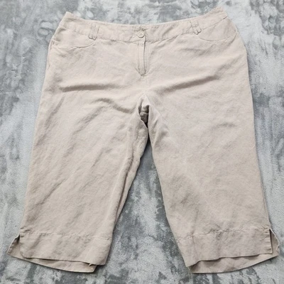 Pantalones Lane Bryant para mujer 22 color caqui tostado mezcla de lino tiro alto Capri oficina preppy Foto 1 de 4