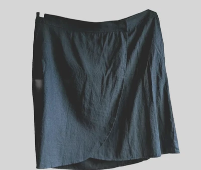 Falda envolvente para mujer talla 3X mezcla de lino cápsula negra minimalista atemporal preppy Foto 1 de 4
