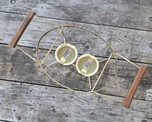 Vintage Gold Double Candle Warmer Holder Stand Pyrex Metal Casserole No Dish - Picture 1 of 6