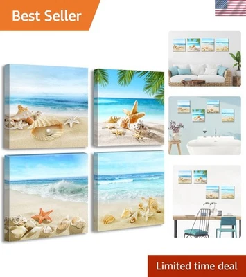 Пляж настенное искусство ванная комната картины декор ракушки морские звезды природы холст картина... - Изображение 1 из 4