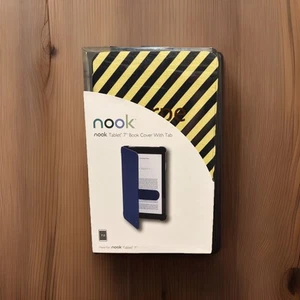 Nook Tablet 7 Book Cover Blue and Yellow Striped Carpe Diem Brand New - Picture 1 of 4