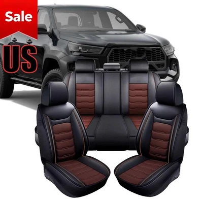 For Toyota Hilux 4DOOR Seat Cover Cushion Full Set PU leather 5-Seat Black US Foto 1 de 4