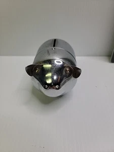 Vintage metal silver tone piggy bank hong kong 4x3x3 two piece - Picture 1 of 5