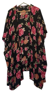 Angie Womens Floral Oversized Kimono Size L Resort Beach Vacation Feminine Boho - Picture 1 of 10