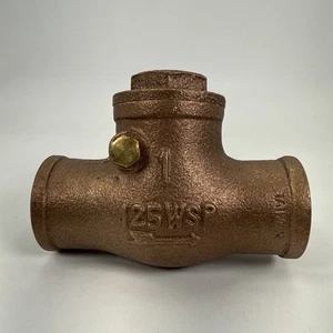 1" Bronze Sweat Solder Check Valve 125WSP  200WOG Inline - Picture 1 of 4