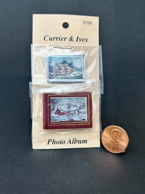 Миниатюрный фотоальбом «Currier & Ives» с 10 + фотографии их литографических отпечатков - Изображение 1 из 2