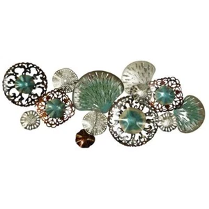 Classy Art Crawling Sea Shells Mixed Media Wall Art Metal Rectangle in Teal - Picture 1 of 4