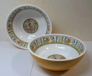 2 Vintage Le CADEAUX ROOSTER MELAMINE BOWLS Yellow Exteriors Cereal Soup 6.25" D - Picture 1 of 7