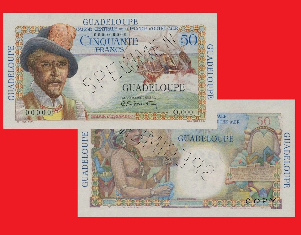 Guadalupe 50 Francos ND ESPÉCIMEN - Copia  Foto 1 de 1