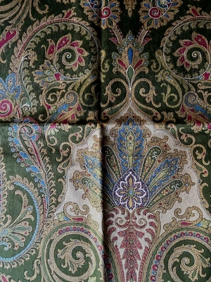 Lee Jofa Heathfield Paisly Emerald   24"x24" Fabric Remnant - Image 1 of 3