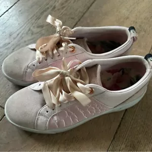 Ted Baker Pink Kulei Leather Trainer Coquette Style Sneakers womens 37 / 6 - Picture 1 of 8