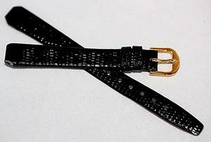 Stuller Uhrenarmband 12 mm schwarz "Echtleder" Eidechsenmuster - Bild 1 von 2
